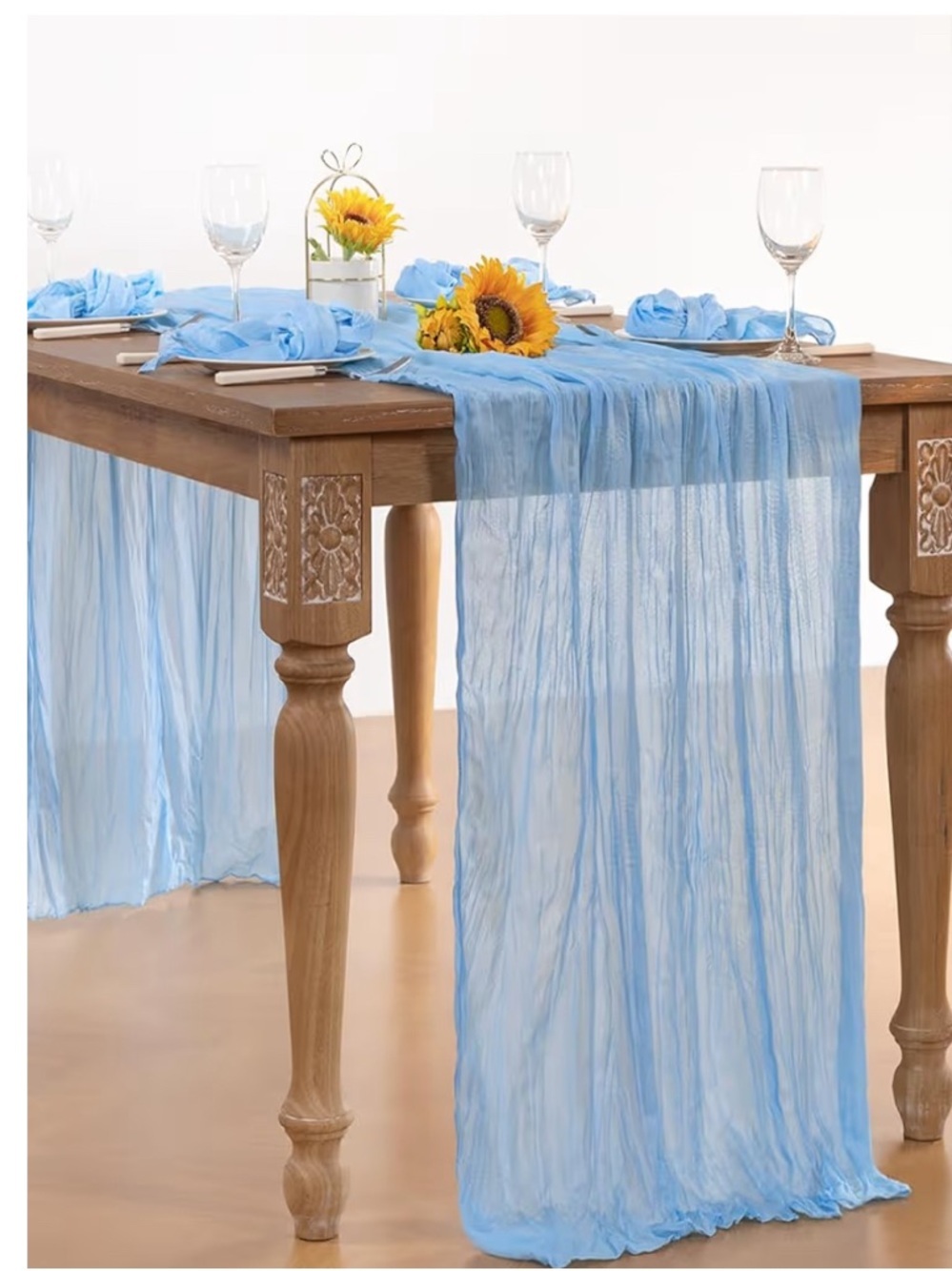 NEW-Set of 2 -10 Foot BabyBlue Cheesecloth Table Runner
Table Runner Boho Gauze